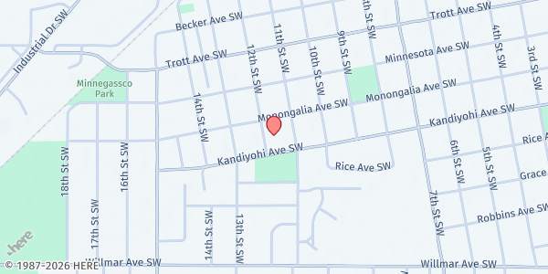 Map showing Church of St. Mary at 713 12th St SW, Willmar, MN