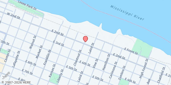 Map showing Winona Volunteer Services at 402 E 2nd St, Winona, MN