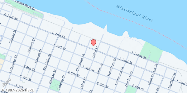 Map showing Winona Volunteer Services Food Shelf at 402 E 2nd St, Winona, MN