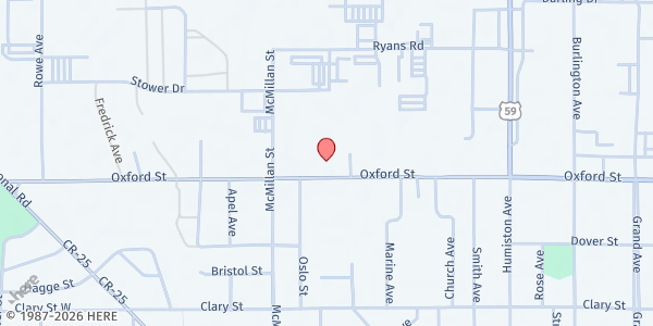Map showing The Global Market at 1039 Oxford St suite 2, Worthington, MN