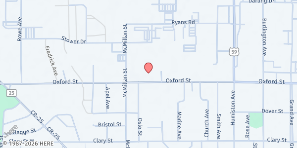 Map showing The Global Market at 1039 Oxford St suite 2, Worthington, MN