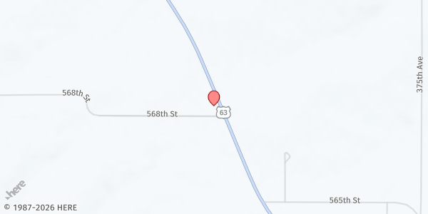 Map showing Zumbro Valley Food Shelf at 56817 Hwy 63, Zumbro Falls, MN