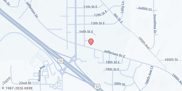 Map showing Our Savior's Lutheran Church at 1549 East Ave, Zumbrota, MN