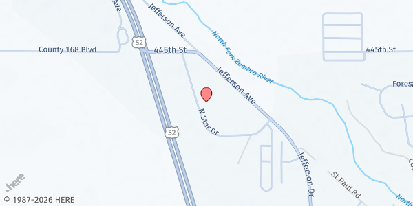 Map showing Three Rivers Community Action - Zumbrota at 1414 N Star Dr, Zumbrota, MN