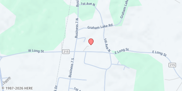 Map showing Abbeville Baptist Church at 15 E. Long St., Abbeville, MS