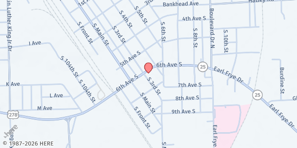 Map showing Victory Temple Food Pantry at 302 US-278, Amory, MS