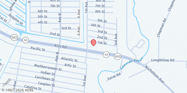 Map showing Hancock County Food Pantry at 9972 Hwy. 603, Bay Saint Louis, MS