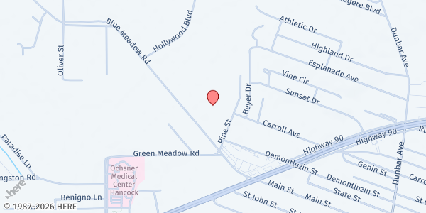 Map showing Bay High at 750 Blue Meadow Rd, Bay St. Louis, MS
