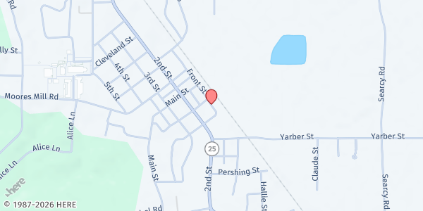 Map showing Belmont UMC Food Pantry at 11 Front St., Belmont, MS