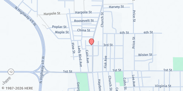 Map showing First Seventh Day Adventist Church at 813 Martin Luther King Dr., Belzoni, MS