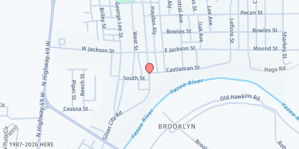 Map showing Helping Hands of Humphreys Co. - Belzoni at 102 Castleman St., Belzoni, MS