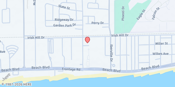 Map showing Abundant Life Evangelical Center at 172 Rodenberg Ave., Biloxi, MS
