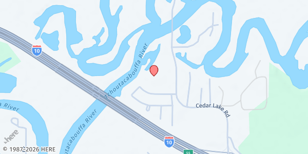 Map showing Cedar Lake Church at 11555 Cedar Lake Rd., Biloxi, MS
