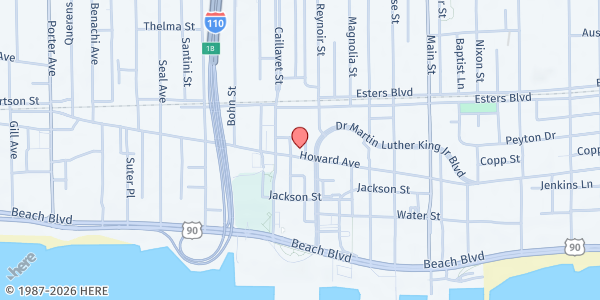 Map showing Nativity BVM Cathedral St. Vincent de Paul at 870 Howard Ave., Biloxi, MS