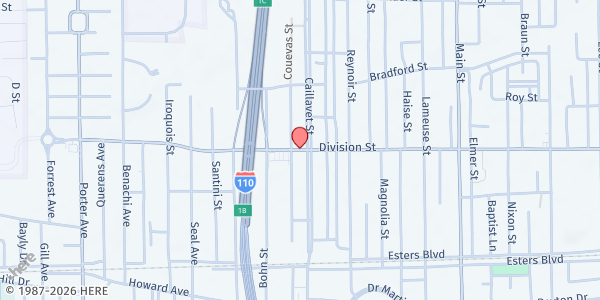 Map showing Ocean Springs - Long Beach Interfaith Hospitality Network - Biloxi at 905-B Division Street, Biloxi, MS