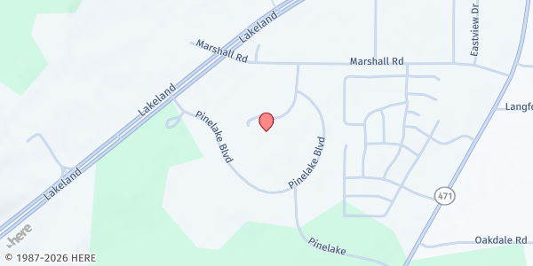 Map showing Pinelake Care Center at 6071 Hwy 25, Brandon, MS