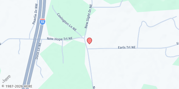 Map showing Greater Hope Foundation at 1955 New Sight Rd., Brookhaven, MS