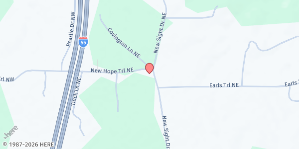 Map showing Greater Hope Foundation at 1955 New Sight Dr, Brookhaven, MS