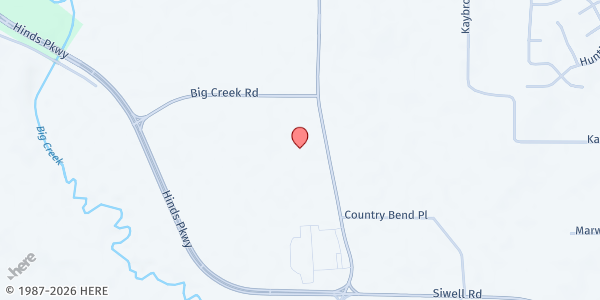 Map showing Country Woods Baptist Church at 6737 Siwell Rd, Byram, MS