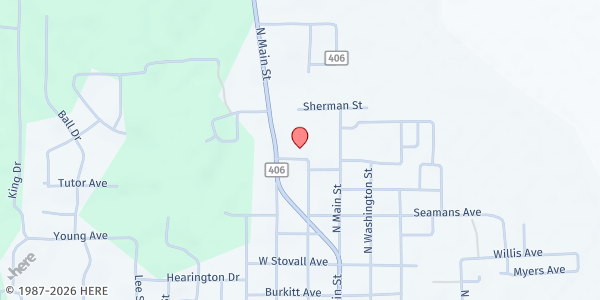 Map showing Calhoun Baptist Association at 203 Byars Ave., Calhoun City, MS