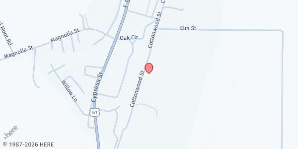 Map showing Cary Christian Center at 154 Cottonwood St, Cary, MS