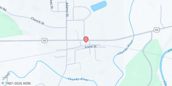 Map showing Poplar Springs Baptist Church at Meehan-Sav Rd, Chunky, MS