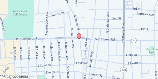 Map showing Star of David at 201 W. Sunflower Rd., Cleveland, MS