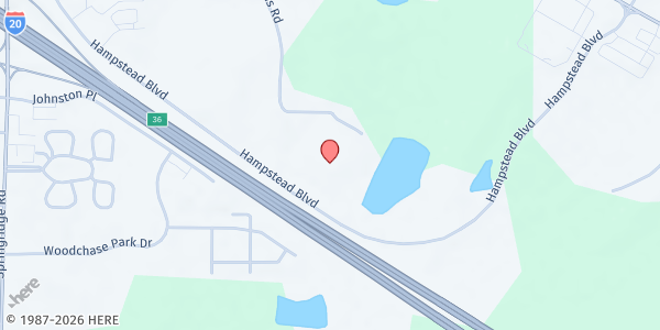 Map showing Morrison Heights Baptist Church at 3000 Hampstead Blvd., Clinton, MS