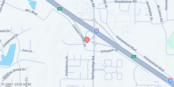 Map showing Pine Lake Care Center - Clinton at 102 Clinton Center Dr., Clinton, MS