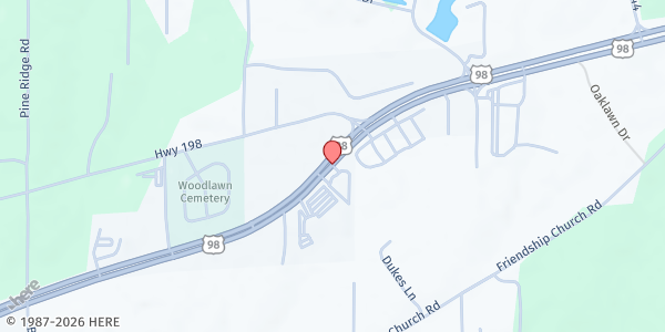 Map showing Hope Community Collective Food Pantry at 1452 Hwy 98E, Columbia, MS