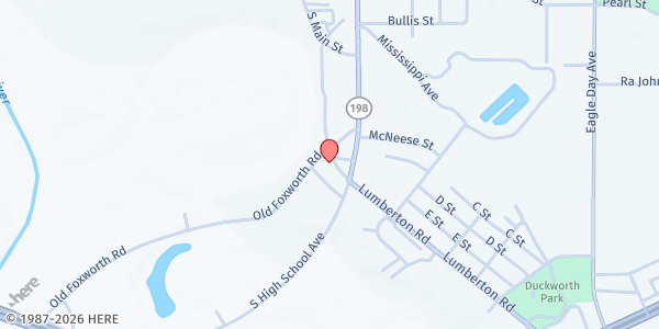 Map showing Loving Kindess Outreach at 300 Riverview Dr, Columbia, MS