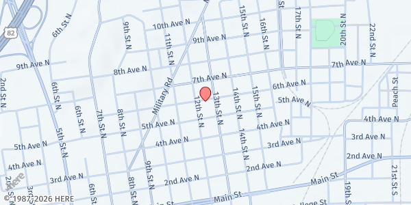 Map showing Charity Full Gospel at 1524 6th Ave S, Columbus, MS