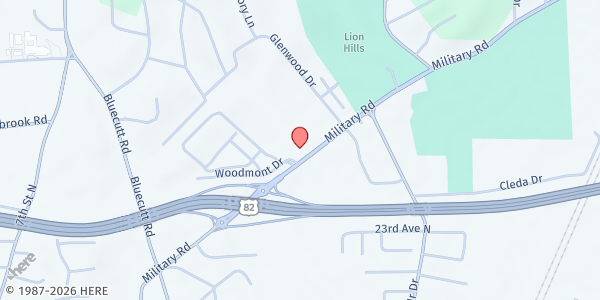 Map showing First Assembly Of God Care Ct at 2201 Military Rd., Columbus, MS