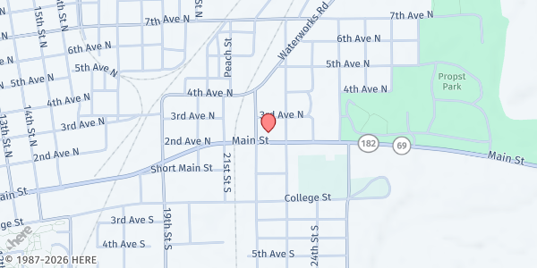 Map showing Salvation Army - Columbus at 2219 Main St., Columbus, MS