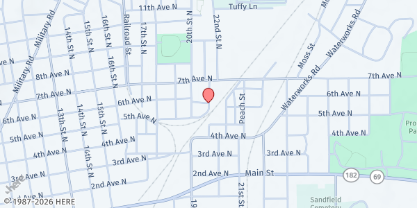 Map showing Stephen Chapel MB Church at 514 20th St, Columbus, MS