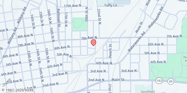 Map showing Stephens Chapel Baptist Church at 2009 6th Ave. N., Columbus, MS
