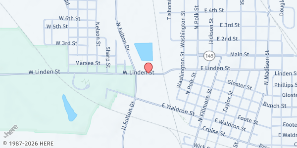 Map showing A.M.E.N. Food Pantry at 104 W Linden St, Corinth, MS