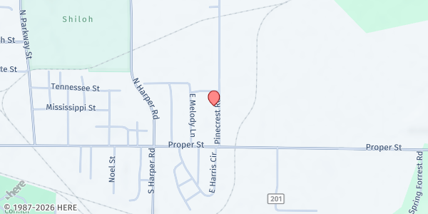 Map showing Pinecrest Snack Packs - Pantry at 313 Pinecrest Road, Corinth, MS