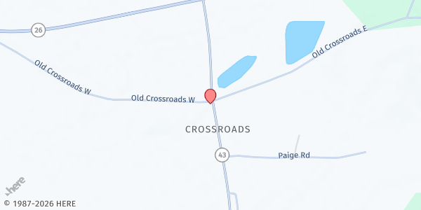 Map showing Crossroads Food Pantry at 176 Old Crossroads W., Crossroads, MS
