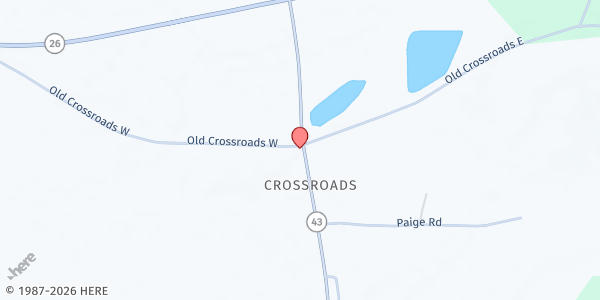 Map showing Crossroads Food Pantry Inc. at 176 Old Crossroads W., Crossroads, MS