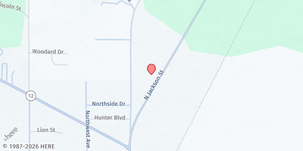 Map showing Durant MB Church FP at 16455 North Jackson St, Durant, MS