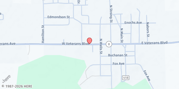 Map showing Webster Co. Baptist Association at 2313 Veteran's Blvd, Eupora, MS