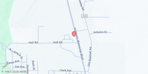Map showing Webster County Baptist Association at 705 Veterans Memorial Blvd. N., Eupora, MS
