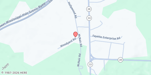 Map showing Fayette First New Life SDA at 216 McNair Rd, Fayette, MS