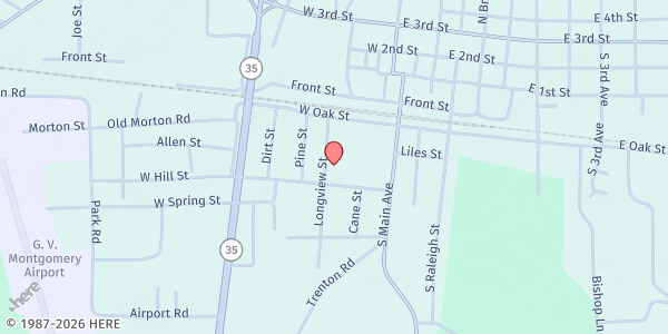Map showing Crudup-Ward Center at 630 Longview St., Forest, MS