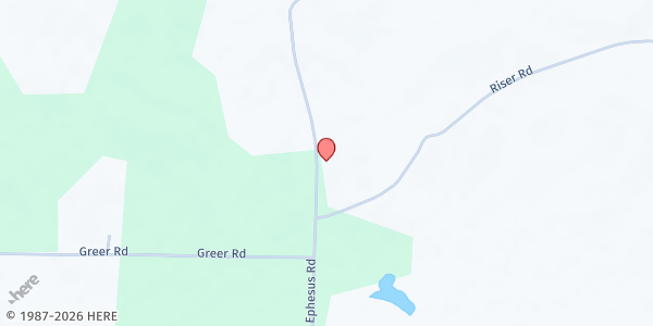 Map showing Ephesus Baptist Church at 3535 Ephesus Rd., Forest, MS