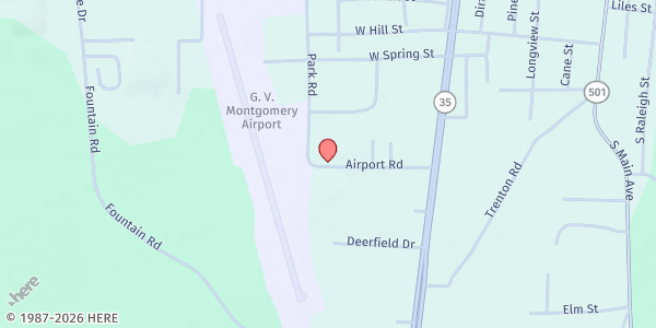 Map showing Scott Co. Baptist Assoc. Crisis at 518 Airport Rd, Forest, MS