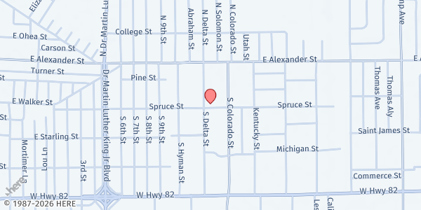 Map showing Ephesus SDA Church at 1735 Spruce St, Greenville, MS