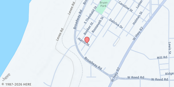 Map showing Greater Springfield Church at 802 Harris Street, Greenville, MS