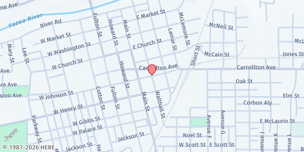 Map showing Greenwood Interfaith Ministries at 200 East Johnson St, Greenwood, MS